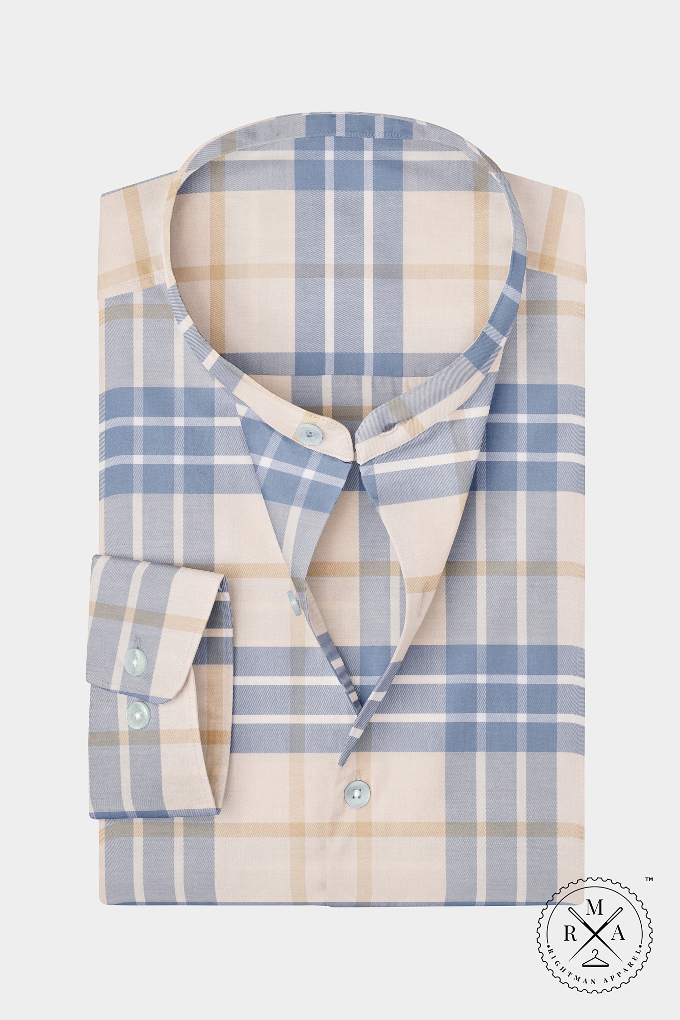 Navy and Cream Grid Cotton Shirt SH215